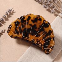 Pince à cheveux classique en acétate de cellulose motif écaille de tortue, design éventail festonné, accessoire capillaire quotidien pour femmes et filles 220954