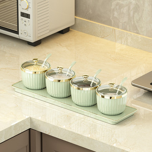 Rongda Spice Jar Set 3Pc With Lids And Spoons For <b>Kitchen</b> <b>Storage</b> - Product Image 2