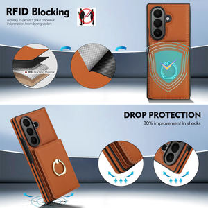 Flip Wallet Purse PU Cuir Téléphone Couverture Arrière Shell <span class=keywords><strong>pour</strong></span> Galaxy Z Fold 3 4 5 6 7 Ani-Drop <span class=keywords><strong>Smartphone</strong></span> Case Sac avec Anneau Support - Product Image 6