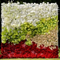 Mur de fleurs artificielles en gros 2,4 m x 2,4 m, panneau mural de fleurs blanches enroulable, toile de fond murale en roses de soie, décoration de mariage élégante