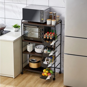 2022 Kitchen Accessories <strong>Storage</strong> Organize Floor Multi-storey Cart <strong>Microwave</strong> Oven Rack Push Pull Out Fruit Vegetable Baskets - Product Image 1