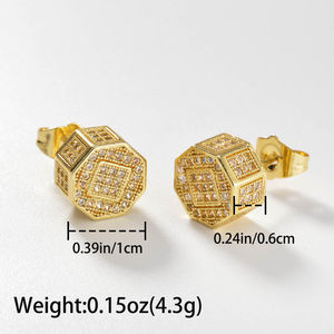 Boucles d'oreilles clous classiques en laiton avec zircon cubique pour femme, pour mariage, fiançailles, anniversaire, fête, Saint-Valentin - Product Image 6