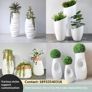 Fiberglass Flower Pot Set Creative Simple Outdoor Commercial <b>Large</b>-Diameter Oval Custom-Made Minimalist and Modern - Product Image 2