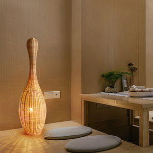BGST Wabi-Sabi Style <span class=keywords><strong>rotin</strong></span> lampadaire lumière LED gourde Design pour salon chambre étude éclairage intérieur lampadaire - Product Image 2