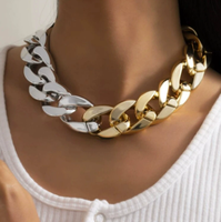 Collier unisexe rétro à breloques en chaîne hip-hop en plastique, style européen et américain, pour anniversaire