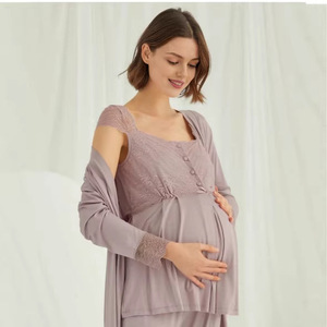 Pijamas de Maternidad al por Mayor de Fábrica/OEM, Pijamas de Primavera y Verano, Camisola, Conjunto de Tres Piezas, Ropa de Dormir, Pijamas de <span class=keywords><strong>Lactancia</strong></span> - Product Image 1