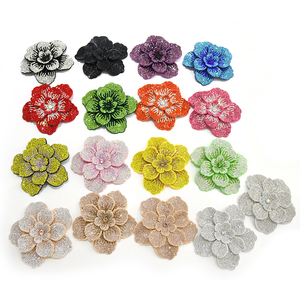 WBF-275 di lusso fatto a mano da donna 3D fiore strass spilla Patch accessori per la lavorazione dell'indumento - Product Image 1
