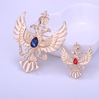 Pin bros mahkota hewan, lencana elang berkepala ganda, setelan Pin bros mahkota hewan