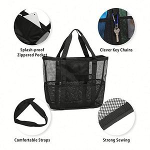 Bolsa de playa de gran capacidad, malla para juguetes, natación, viajes, camping, multifuncional, resistente al agua, plegable, aislada, ecológica - Product Image 4