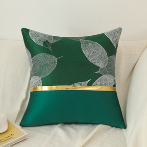 Fodera per cuscino quadrata di lusso fodera per cuscino <span class=keywords><strong>in</strong></span> raso di <span class=keywords><strong>seta</strong></span> Jacquard a foglia per la decorazione domestica - Product Image 6