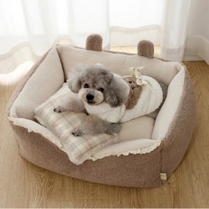 Cama para gatos y perros para todas las estaciones con cojín extraíble-<span class=keywords><strong>Perrera</strong></span> térmica cálida de felpa súper suave para mascotas, fondo duradero para mascotas de interior - Product Image 3