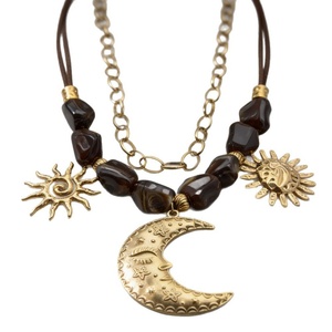 Nuovo Stile di Collana per Donna con Ciondolo a Forma di Sole e <span class=keywords><strong>Luna</strong></span> in Pietra Naturale, Placcato Oro 18K PVD in Acciaio Inossidabile - Product Image 6