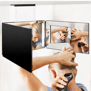 Espejo de corte de pelo triple portátil de 3 vías, espejo de 360 grados para corte de pelo, <span class=keywords><strong>afeitado</strong></span>, maquillaje con soportes de altura ajustables - Product Image 1
