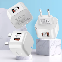 Bon marché, boîtier de chargeur A + C, prise US/EU/UK, charge rapide, bloc de chargeur QC3.0 Type C pour Iphone pour Huawei