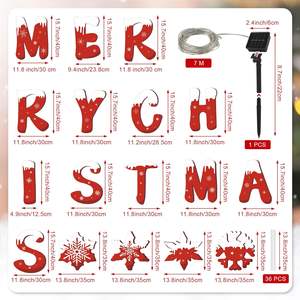 大きなメリークリスマスヤードサイン赤いスノーフレークヤードサイン15.7インチ防水屋外レターデコレーションサイン18個入り - Product Image 3