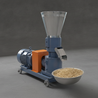 Machine à granulés d'aliments pour animaux à moteur essence, 4 rouleaux, pour la production d'aliments pour poulets, porcs, bovins, utilisation agricole, portable