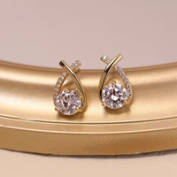 Personnalité 925 argent aiguille diamant boucles d'oreilles Style coréen bijoux brillant zircone cristal boucles d'oreilles pour femmes filles