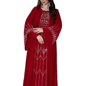 Otoño 2026, Oriente Medio, Dubái: Nuevo Vestido Largo Formal/de Noche con Estampado 3D en Relieve, Translúcido, de Fibra de Poliéster, con Mangas Acampanadas - Product Image 5