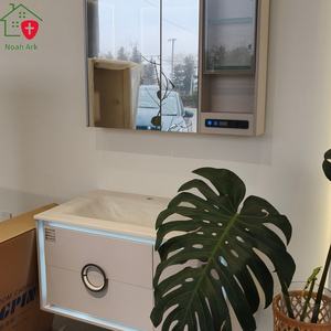 Mueble de Baño Moderno de Lujo, Resistente al Agua, con Encimera Transparente, Espejo con Iluminación LED, Combinado con Lavabo, para Montar en la Pared - Product Image 5