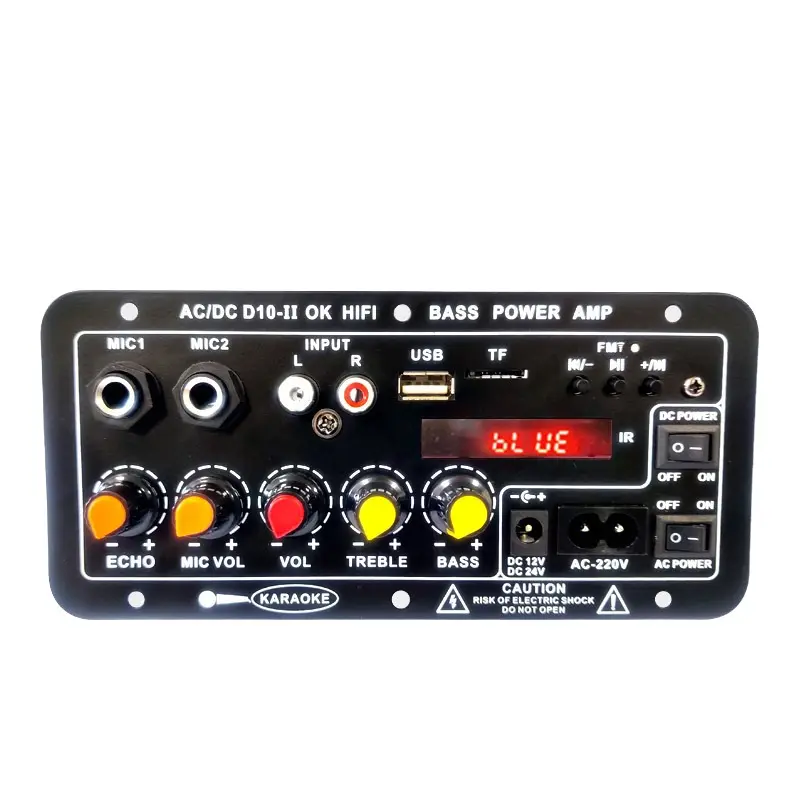 D10Audio papan amplifier Bluetooth subwoofer, papan penguat daya multifungsi dengan tampilan untuk rumah karaoke luar ruangan mobil D10