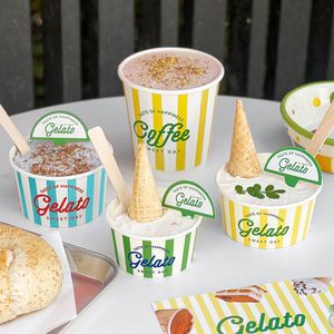 JN logo imprimé personnalisé emballage mini tasse à café et thé gobelet jetable blanc pour crème glacée gobelets en papier - Product Image 3