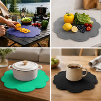Planche à découper pliable en silicone de qualité alimentaire certifiée FCM, motif tournesol, tapis de cuisine portable antidérapant pour le camping en plein air et les voyages