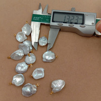 Perle de bricolage, grosse perle baroque Keshi de 13 à 18mm, perle d'eau douce en vrac avec un cintre en métal plaqué or en PVD en acier inoxydable