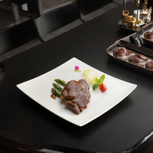 Großhandels-weißer quadratischer Speiseteller, Bone China Salat-Dessertteller für Hochzeitsbankett - Product Image 4
