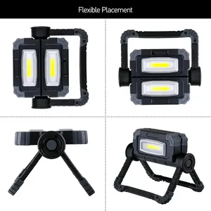 Lampe de travail LED 20W rechargeable par USB, pliable, portable, étanche, 2 COB, pour camping en plein air, randonnée, FX-191001, alimentée par batterie - Product Image 3