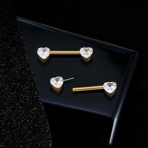 Piercing de pezón de titanio ASTM F136 Gaby con rosca de titanio y circonita para mujer, joyería para pezón - Product Image 6