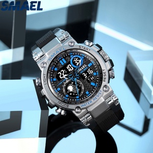 Montre Smael Sports en alliage doré pour homme, montre numérique à quartz 8093, montre étanche 50M, montre de natation, montre-bracelet pour homme - Product Image 5