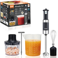 Ensemble de mixeur plongeant RAF R.3112 400W 5 en 1, démarrage rapide, nettoyage facile, gobelet de 1000 ml avec hachoir, fouet et mousseur pour un usage quotidien en cuisine