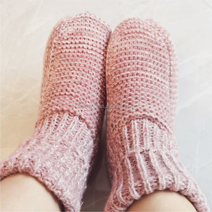 Chaussons-chaussettes d'hiver épais tricotés pour <span class=keywords><strong>femme</strong></span>, doublés de fausse fourrure, antidérapants, pour la maison - Product Image 5