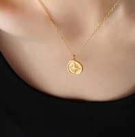 Collier à breloques étoile du nord étanche en acier inoxydable plaqué or 18 carats pour couples pendentif à chaîne de chandail à la mode