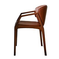 Nouvelle Chaise de Salle à Manger en Cuir Style Italien Minimaliste avec Accoudoirs en Bois Massif, Design Antique, pour Hôtel, Club et Maison