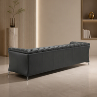 Ensemble de canapés sectionnels modernes YUANCHANG Chesterfield capitonnés en similicuir, structure en bois de larch et eucalyptus, pieds en acier inoxydable