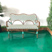 Canapé en rotin robuste pour jardin, longues chaises en aluminium, mobilier d'extérieur, chaises de café, canapé pour restaurant, boutique, balcon, terrasse