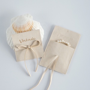 Beige Apricot 6X6 cm Microfiber Envelope Jewelry Gift Packaging Pouch <b>Rope</b> for Comb Baby Teeth Chain-for Storing Your Precious - Product Image 1