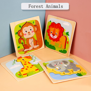 <strong>Easy</strong> Cartoon 3d <strong>Puzzle</strong> Simple Animal Toddlers Jigsaw Wooden Baby <strong>Puzzles</strong> Montessori Educational Toys - Product Image 3