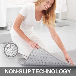 Tapis de bain antidérapants gris en mousse à mémoire de forme pour salle de bain, séchage rapide - Product Image 3