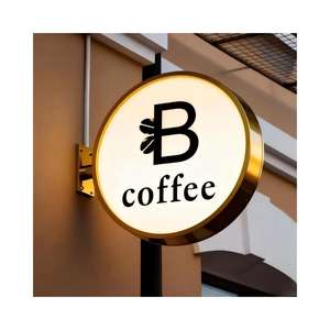 Boîte lumineuse LED double face ronde avec cadre en métal doré de luxe, impression 3D personnalisée, logo mural imperméable pour salon de beauté - Product Image 5