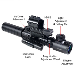 Mira Telescópica Táctica Iluminada en Rojo y Verde C3-9X32, con Láser Verde y Retícula Reflex Roja y Verde de 4 Puntos de Mira, para Caza, Venta al Por Mayor - Product Image 2