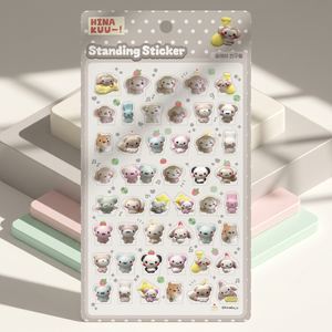 Korean HinaKuu Standing Pose <b>Stickers</b> Clay <b>Friends</b> Character Kids Stationery Cute Kawaii Diary Decoration Collectible Wholesale - Product Image 1