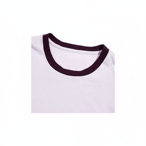 เสื้อยืดผ้าฝ้ายสำหรับผู้ชายแบบสั่งทำ180 GSM ฤดูร้อนคอกลมแขนสั้นผ้าถักสีตัดกัน - Product Image 1