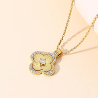 Collier pendentif trèfle à quatre feuilles Mylove en laiton plaqué or 18 carats avec zircon cubique motif soleil, chic et porte-bonheur, pour femme, idéal pour les tenues quotidiennes