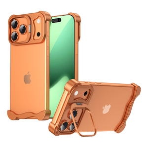 Coque de téléphone antichoc en métal sans cadre avec support d'objectif et dissipation thermique, compatible avec les téléphones 17 Air, 17, 16, 15, 14 Pro Max - Product Image 2