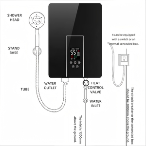 <span class=keywords><strong>Chauffe</strong></span>-<span class=keywords><strong>eau</strong></span> instantané électrique intelligent à température constante 7000W avec écran LED, boîtier en plastique IPx4, pour hôtel et usage domestique - Product Image 6
