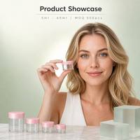 ISMAN 5ml 15ml 60ml Tutup Mutiara Pink Wadah Krim Wajah Kosong Bulat Pelembab Perawatan Kulit Wadah Kosmetik Plastik PS Logo Kustom