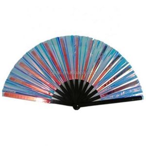 Éventail de Kung Fu d'art populaire de 13 pouces en gros, best-seller, en PVC imprimé, avec poignée en bambou blanc et noir, cadeaux promotionnels peints - Product Image 5