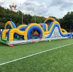 เครื่องเล่นเป่าลมกลางแจ้งขนาดใหญ่ รูปทรงหินอ่อน สีสันสดใส พร้อมสไลเดอร์และสระน้ำ - Product Image 3